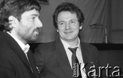 26-27.01.1991, Warszawa, Polska.
Zbigniew Bujak i Władysław Frasyniuk na I Krajowym Zjeździe Ruchu Obywatelskiego - Akcja Demokratyczna (ROAD).
Fot. Mieczysław Michalak, zbiory Ośrodka KARTA
