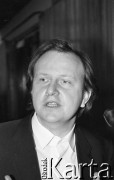 26-27.01.1991, Warszawa, Polska.
Aleksander Hall na I Krajowym Zjeździe Ruchu Obywatelskiego - Akcja Demokratyczna (ROAD).
Fot. Mieczysław Michalak, zbiory Ośrodka KARTA