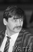 23-24.02.1991, Gdańsk, Polska.
Alojzy Pietrzyk podczas obrad III Krajowego Zjazdu Delegatów NSZZ 