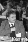 23-24.02.1991, Gdańsk, Polska.
Lech Kaczyński podczas obrad III Krajowego Zjazdu Delegatów NSZZ 