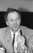 23-24.02.1991, Gdańsk, Polska.
Jan Rulewski podczas obrad III Krajowego Zjazdu Delegatów NSZZ 