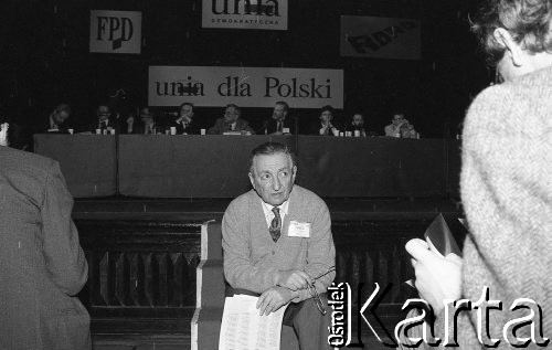 23-24.04.1994, Warszawa, Polska. 
Marek Edelman na kongresie założycielskim Unii Wolności. 
Fot. Mieczysław Michalak, zbiory Ośrodka KARTA