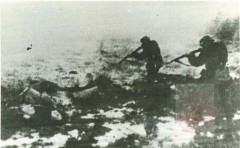 1939-1945, brak miejsca.
Niemieccy żołnierze dokonują egzekucji prawdopodobnie podczas pacyfikacji wsi 
Fot. NN, Studium Polski Podziemnej w Londynie