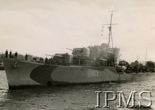 1944-1946, brak miejsca.
Krążownik ORP Conrad.
Fot. NN, Instytut Polski i Muzeum im. gen. Sikorskiego w Londynie [szuflada 39]