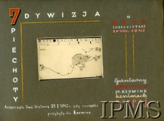 1942, Kermine, Uzbekistan, ZSRR.
Strona tytułowa albumu 7 Dywizji Piechoty, na środku mapka - 