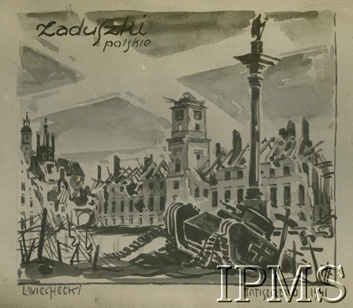 1941, Tatiszczewo, ZSRR.
5 Dywizja Piechoty - projekt plakatu L. Wiecheckiego: 