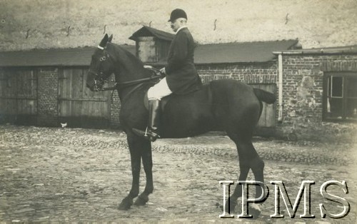 Przed 1914, brak miejsca.
Mężczyzna w stroju jeździeckim, portret na koniu.
Fot. NN, Instytut Polski i Muzeum im. gen. Sikorskiego w Londynie