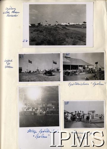 1942-1945, Karachi, Indie.
Obóz przejściowy dla polskich uchodźców. Widok na obóz oraz Spółdzielnia 