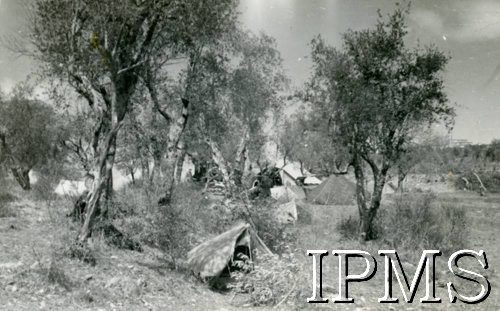 Luty 1944, okolice Taranto, Włochy.
Camp Alexander. Namioty żołnierzy 15 Wileńskiego Batalionu Strzelców 