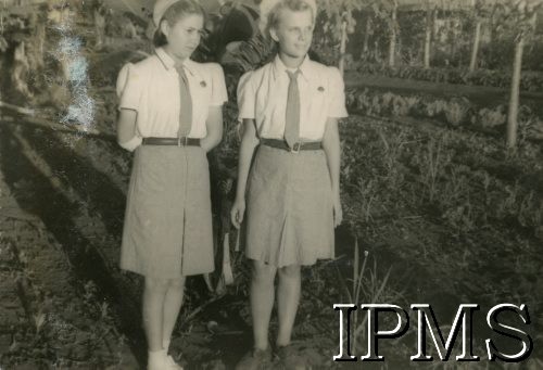 2.05.1945, Masindi, Uganda.
Osiedle dla polskich uchodźców. Fotografia pamiątkowa dwóch dziewczyn. Na odwrocie podpis: 