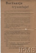 Lipiec 1919, Mińsk Litewski.
Odezwa Centralnego Komitetu Komunistycznej Partii Litwy i Białorusi - 