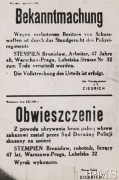 3.11.1939, Warszawa.
Obwieszczenie władz niemieckich w języku niemieckim i polskim: 