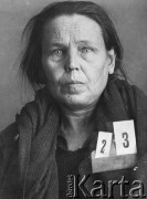 1936-1938, ZSRR.
 Jekaterina Zacharowa, rozstrzelana w czasie Wielkiej Czystki, portret więzienny.
 Fot. zbiory Ośrodka KARTA.
   

