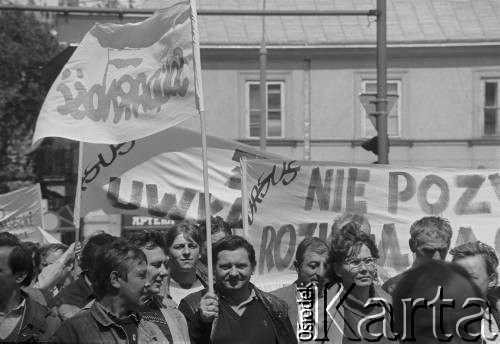 1995, Warszawa, Polska.
Demonstracja związkowców 