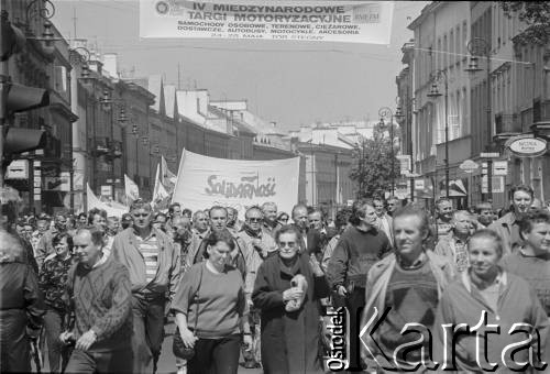 1995, Warszawa, Polska.
Demonstracja związkowców 