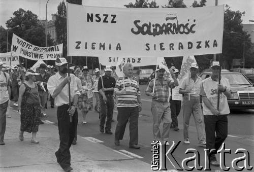 02.06.1995, Warszawa, Polska.
Demonstracja związkowców 