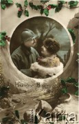 1916, Francja.
Portret kobiety i mężczyzny w mundurze armii francuskiej. Podpis: 