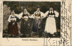 Pocz. XX wieku, Sarajewo, Austro-Węgry.
Portret kobiet w strojach ludowych. Podpis w języku niemieckim: 