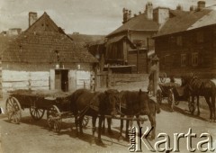 1921, Kazimierz Dolny, Polska.
Wozy zaprzężone w konie.
Fot. NN, zbiory Ośrodka KARTA, udostępniła Barbara Krzystek