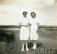 1941-1942, Bliski Wschód.
Sanitariuszki na terenie obozu wojskowego. Z lewej stoi Hanna Guziorska.
Fot. NN, zbiory Ośrodka KARTA, przekazała Wiesława Grochola