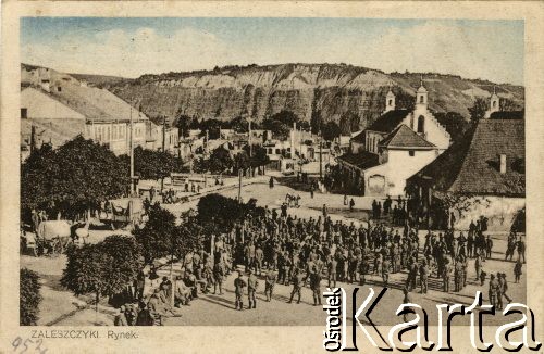 Przed 1939, Zaleszczyki, woj. tarnopolskie, Polska.
Rynek.
Fot. NN, zbiory Ośrodka KARTA, przekazała Janina Kuszell