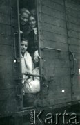 1939-1945, prawdopodobnie okolice Jasła.
Kobiety w wagonie towarowym.
Fot. NN, album nieznanego żołnierza Wehrmachtu, kolekcja Tomasza Kopańskiego, zbiory Ośrodka KARTA