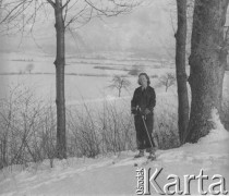 Zima 1941, Münchenbuchsee, Szwajcaria.
Kobieta o imieniu Hildi jeździ na nartach.
Fot. Jerzy Konrad Maciejewski, zbiory Ośrodka KARTA
 
