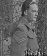 1943-1945, Baden, Szwajcaria.
Żołnierz brytyjskich sił zbrojnych. Na ramieniu ma naszywkę - South Africa.
Fot. Jerzy Konrad Maciejewski, zbiory Ośrodka KARTA