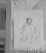 1943-1945, Baden, Szwajcaria.
Karykatura autorstwa żołnierza-malarza  pchor. Jana Fortuny. Rysunek przedstawia członka redakcji gazety 