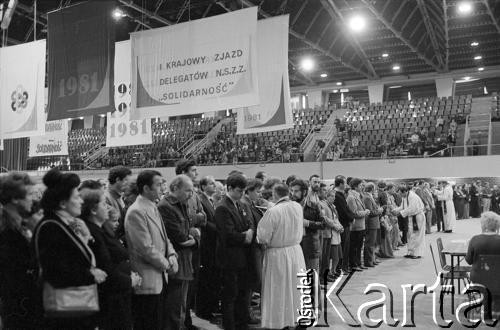 5-10.09, 26.09-7.10.1981, Gdańsk, Polska.
Msza święta podczas I Krajowego Zjazdu Delegatów NSZZ 