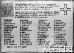 Po 1945.
Tablica upamiętniająca 30 polskich zakładników rozstrzelanych przez Niemców w dniu 22 stycznia 1943 roku w odwecie za akcję uwolnienia trzech żołnierzy Armii Krajowej z więzienia w Pińsku, dowodzoną przez Jana Piwnika ps. 