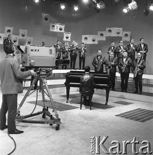 Marzec 1968, Katowice, Polska.
Nagranie programu telewizyjnego 