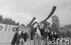 30.05.1976, Warszawa, Polska.
Cepeliada, góralska orkiestra.
Fot. Jarosław Tarań, zbiory Ośrodka KARTA [76-124]

