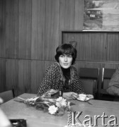 23.11.1978, Warszawa, Polska.
Wanda Rutkiewicz, alpinistka i himalaistka, podczas spotkania w siedzibie 