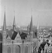 Wrzesień 1982, Gdańsk, Polska
Panorama Starego Miasta z wieży Ratusza, na pierwszym planie Bazylika Mariacka, w tle dźwigi portowe.
Fot. Jarosław Tarań, zbiory Ośrodka KARTA [82-25] 

