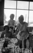 31.07.1987, Gdynia Orłowo, Polska
Miss Świata 1986 Giselle Laronde podczas obiadu w klubie 