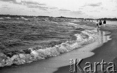 Lipiec 1988, Krynica Morska, Polska
Trzy kobiety idące brzegiem morza.
Fot. Jarosław Tarań, zbiory Ośrodka KARTA [88-53] 
