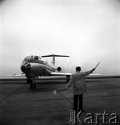 06.11.1968, Warszawa, Polska.
Port lotniczy Warszawa-Okęcie. Zakup radzieckiego samolotu pasażerskiego Tu-134 przez Polskie Linie Lotnicze 