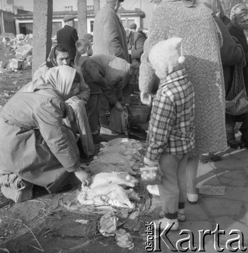 Październik 1963, Warszawa, Polska.
Handel na bazarze przy ul. Pańskiej.
Fot. Jarosław Tarań, zbiory Ośrodka KARTA [63-154]

