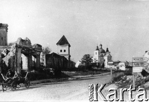 1941, Grodno, Białostocka obł., ZSRR.
Widok miasta, z lewej budynki zniszczone podczas działań wojennych.
Fot. NN, zbiory Ośrodka KARTA