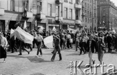 1.05.1983, Wrocław, Polska.
Stan wojenny - niezależny pochód pierwszomajowy, zorganizowany przez podziemne struktury 