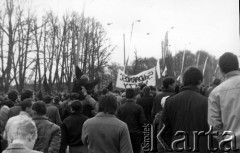 1.05.1985, Gdańsk, Polska.
Niezależna manifestacja pierwszomajowa, hasło na transparencie : 