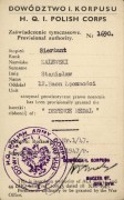 1947, Wielka Brytania.
Zaświadczenie upoważniające sierżanta Stanisława Zalewskiego do noszenia baretki 