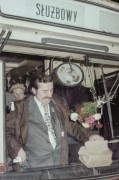 10.11.1980, Warszawa, Polska.
Lech Wałęsa w autobusie o nazwie 