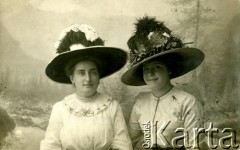 Sierpień 1911, Zakopane, Austro-Węgry.
Portret dwóch kobiet w kapeluszach i białych bluzkach na tle górskiego pejzażu.
Fot. NN, Atelier Stefa, zbiory Ośrodka KARTA, Pogotowie Archiwalne [PAF_002], udostepnił Kazimierz Dorant