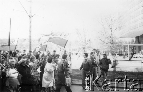 1.05.1989, Gdańsk, Polska.
Manifestacja z udziałem Federacji Młodzieży Walczącej.
Fot. NN, Archiwum Federacji Młodzieży Walczącej, zbiory Ośrodka KARTA