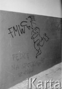 1988-1989, Gdańsk, Polska.
Akcje Grup Wykonawczych Federacji Młodzieży Walczącej Region Gdańsk. Rysunek na ścianie z podpisem: 