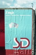 1-3.05.1982, Warszawa, Polska.
Obchody Swięta Pracy. Na zdjęciu plakat z propagandowym okolicznościowym hasłem 