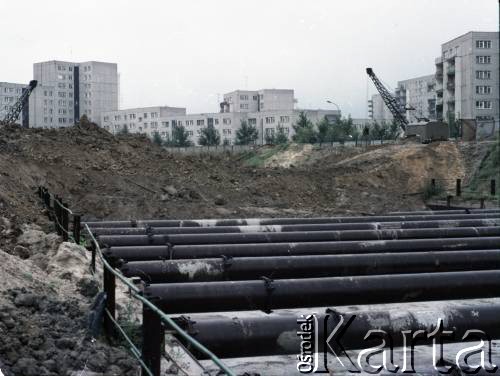 Wrzesień 1985, Warszawa, Polska.
Budowa I linii metra w Warszawie na odcinku Pole Mokotowskie - Politechnika.
Fot. Edward Grochowicz, zbiory Ośrodka KARTA