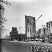 1965, Warszawa, Polska.
Ulica Marszałkowska, budowa Ściany Wschodniej.
Fot. Edward Grochowicz, zbiory Ośrodka KARTA